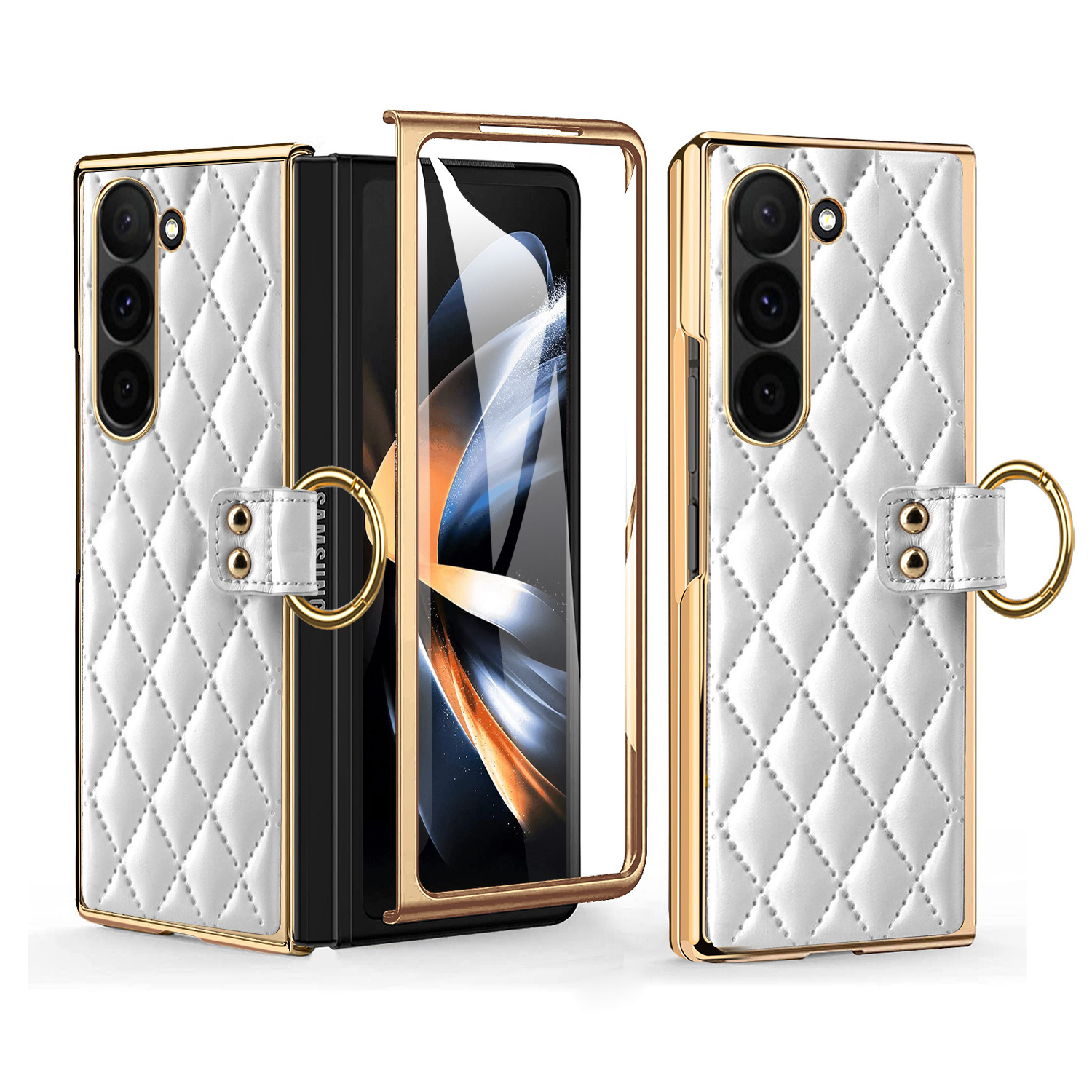 VIETAO Stylish Protective Case for Samsung Galaxy Z Fold6 with Anti-Shock Design and Screen Guard, Fold5 Cover with Ring Holder