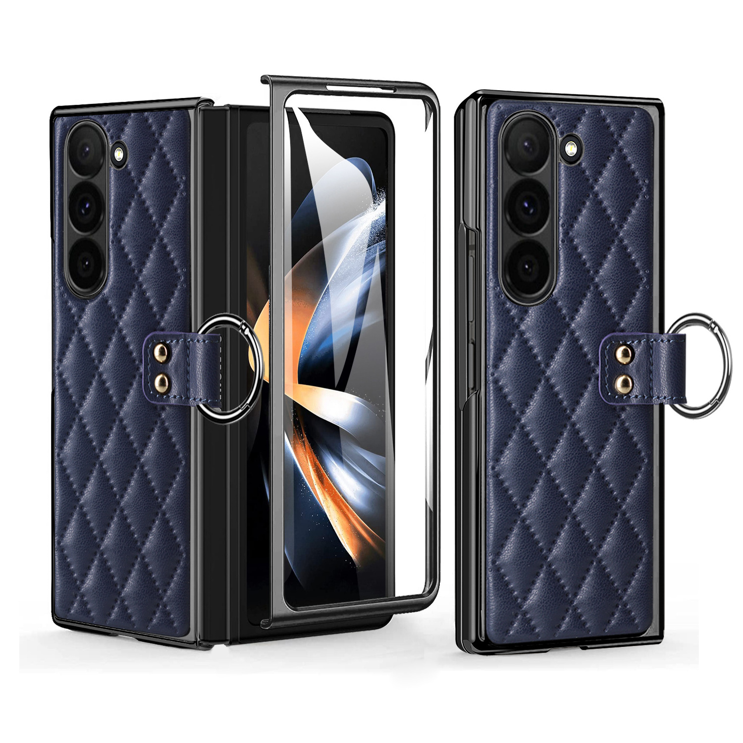 VIETAO Stylish Protective Case for Samsung Galaxy Z Fold6 with Anti-Shock Design and Screen Guard, Fold5 Cover with Ring Holder