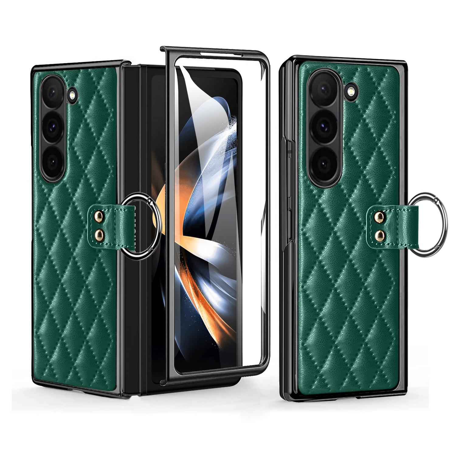 VIETAO Stylish Protective Case for Samsung Galaxy Z Fold6 with Anti-Shock Design and Screen Guard, Fold5 Cover with Ring Holder