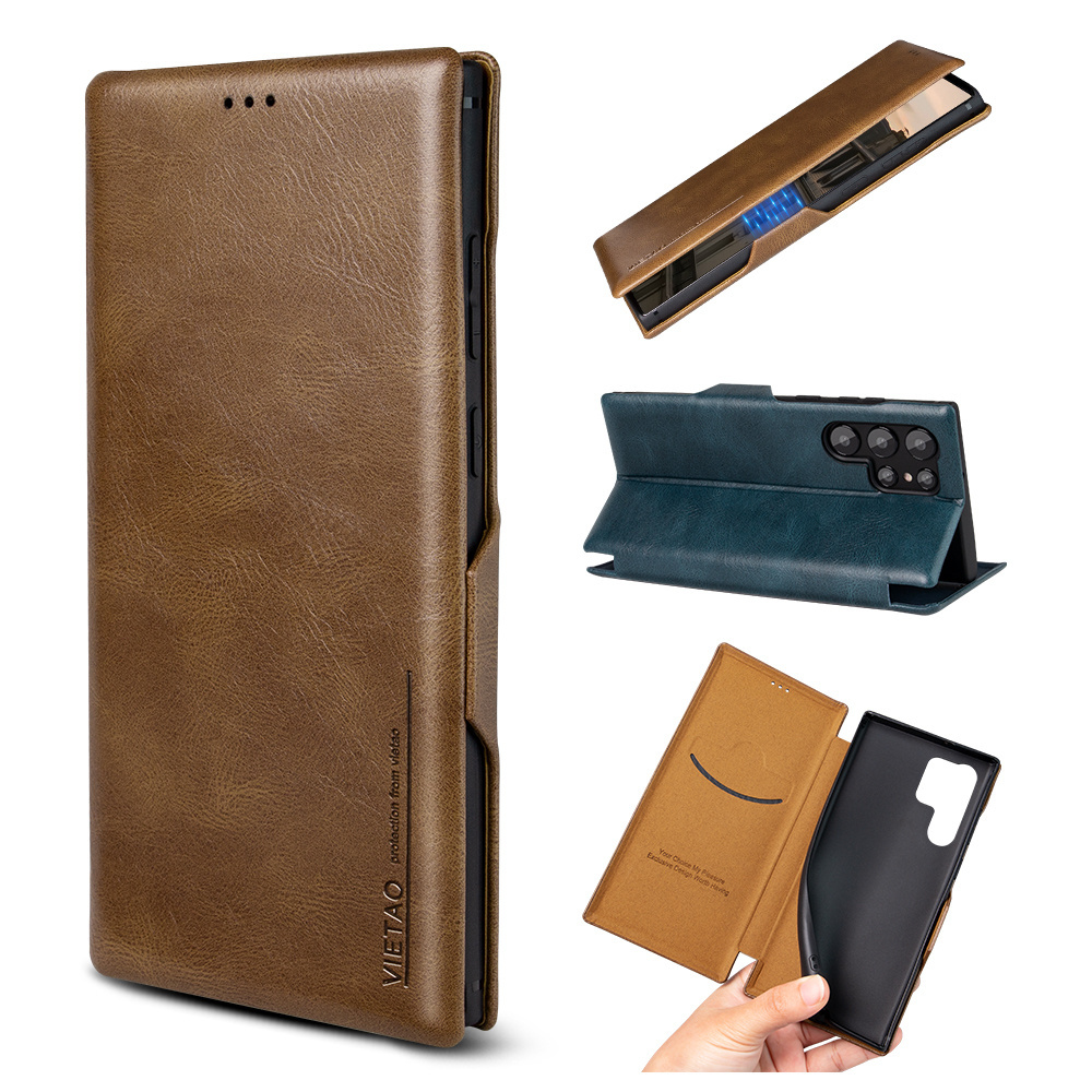 Customization PC stand back cover Leather Flip Cover Cell Phone Case For Samsung Note 10 8 9 s8 s9 plus