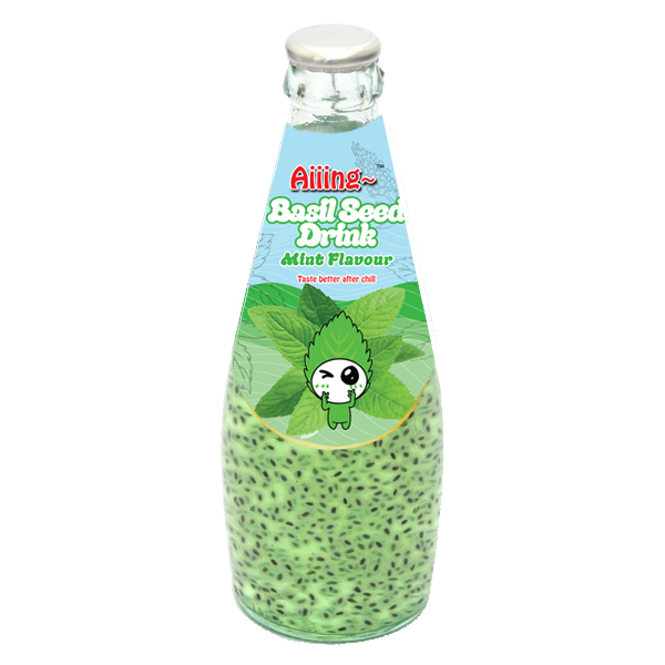 Aiiing Basil Seed Drink - Mint Flavour Basil Seed Drink 290ml Glass Bottle