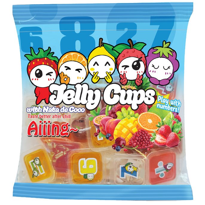 Aiiing Fruit Jelly Cups Aiiing Mini Jelly Cup with Nata De Coco - 25g Lychee Mango Strawberry Grapes Assorted Coconut Jelly