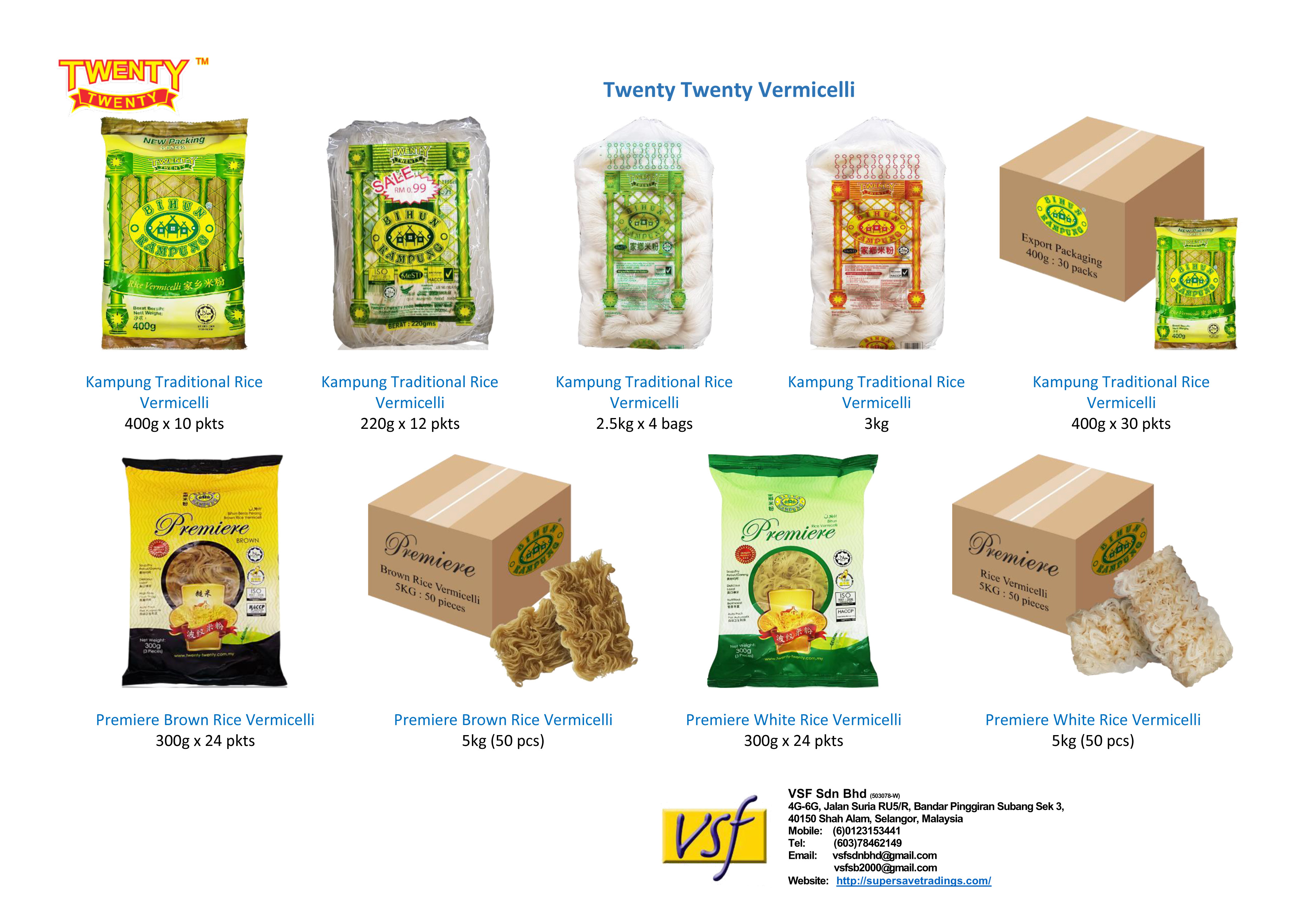 Twenty Twenty Instant Soup Vermicelli Bihun Chicken Flavour 65g x 5s x 12 packs