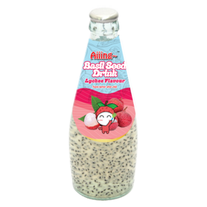 Aiiing Basil Seed Drink - Lychee Flavour Basil Seed Drink 290ml Glass Bottle