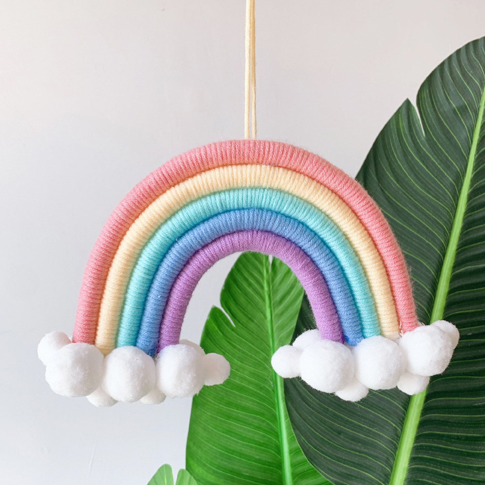 Nursery Boho Girls Baby Accessories Colourful Cloud Macrame Cord Cotton Wall Hanging Art Children Kids Room Home Decor