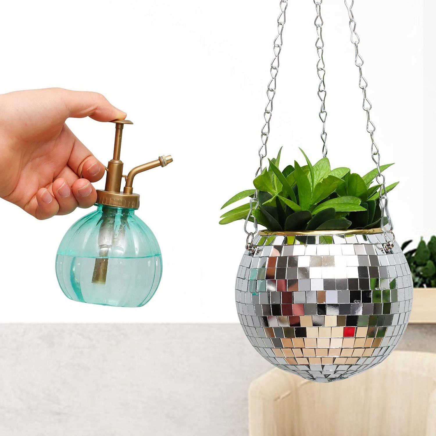 Disco Ball Planter Decoration For Home Hanging Mirror Ball Planter Garden Flower Pots Planters Vase Spherical Plant Hanger