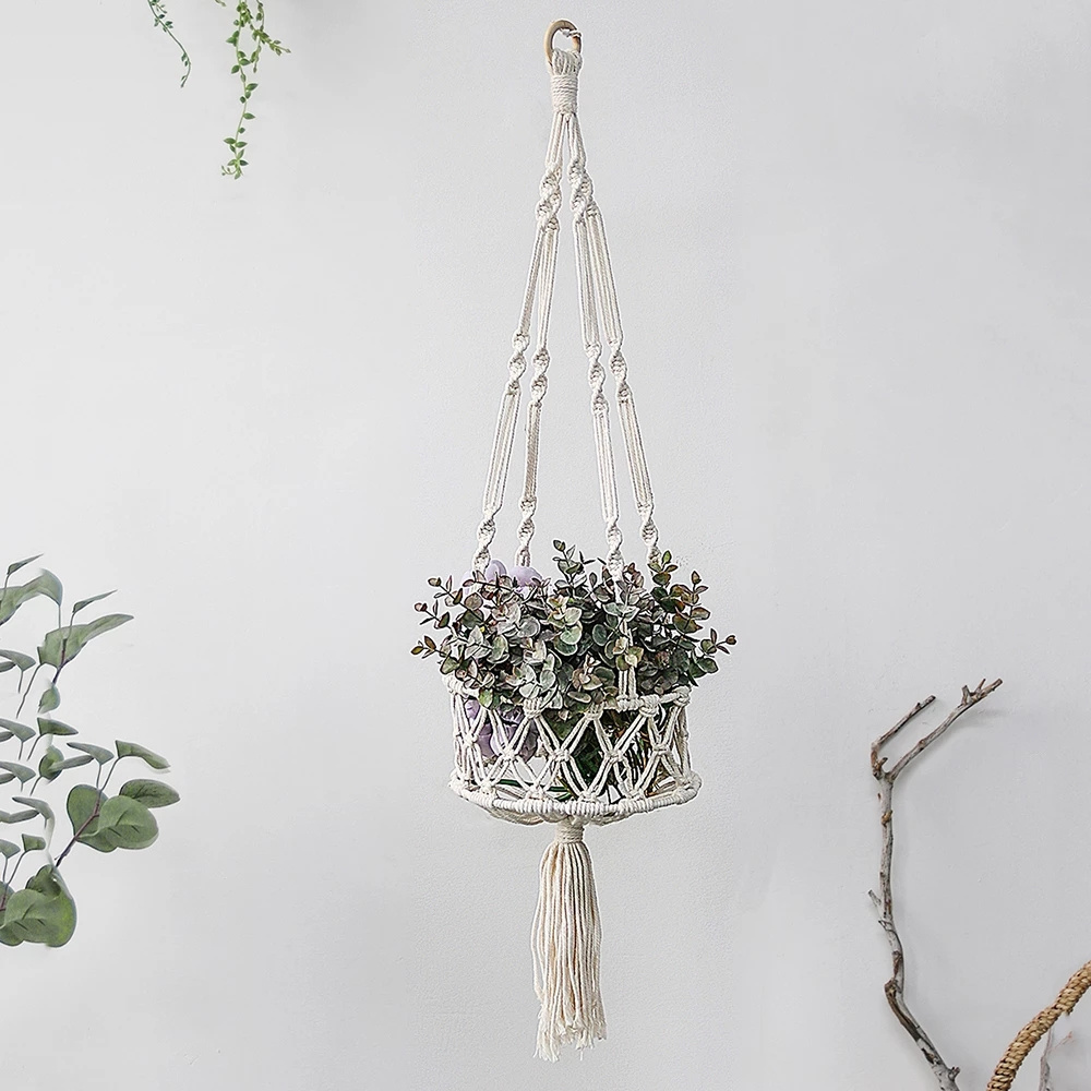 3 Tier Macrame Hanging Basket Boho Home Decor Flower Plant Holder Hanging Fruit Basket for Kitchen Indoor Outdoor Decorative