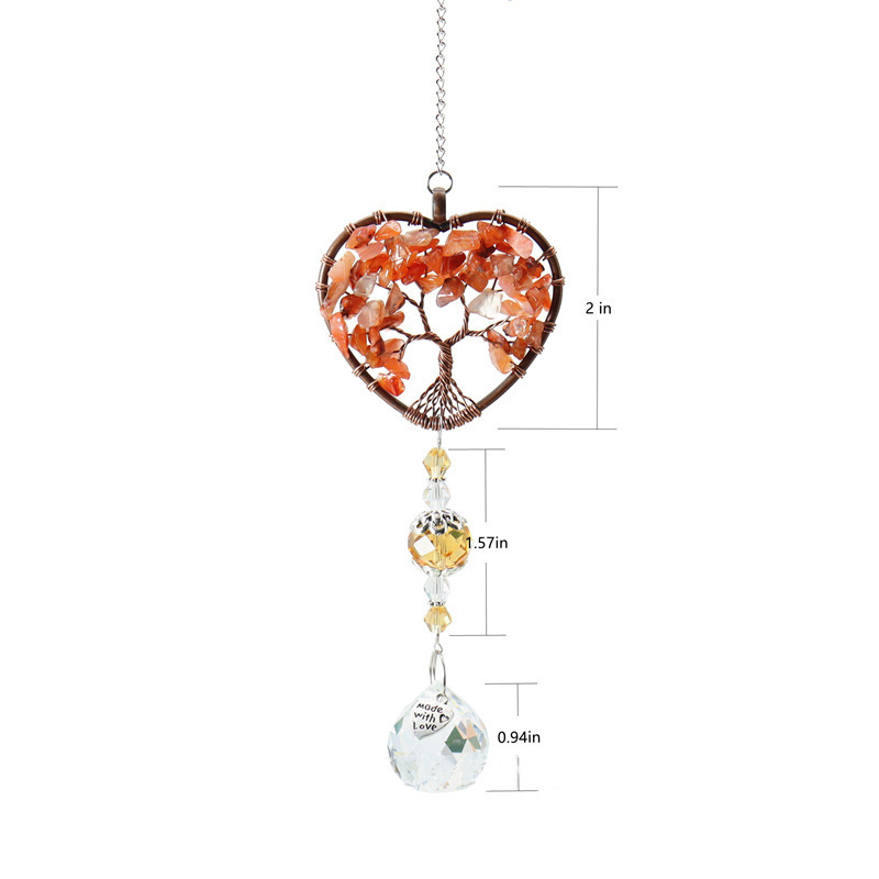 Window Curtain Wall Decor Heart Glass Crystal Windchime Wind Chime StoneTree Of Life Metal Outdoor Crafts Garden Ornaments