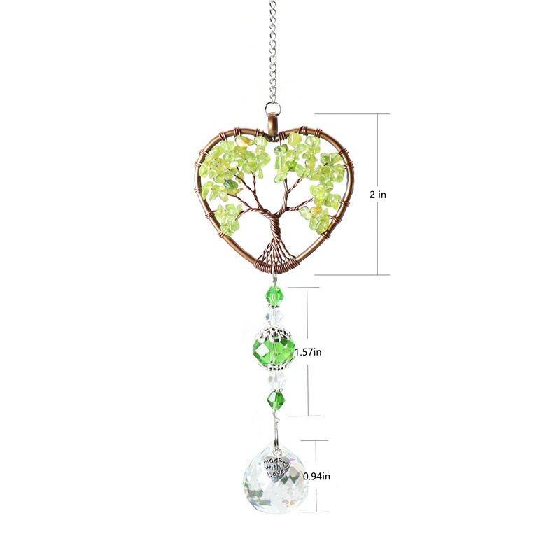 Window Curtain Wall Decor Heart Glass Crystal Windchime Wind Chime StoneTree Of Life Metal Outdoor Crafts Garden Ornaments