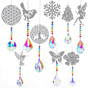 Garden Sun catchers Angel Life Christmas car interior decoration Snowflake Butterfly Colorful Crystal Pendant Car Decor 2022