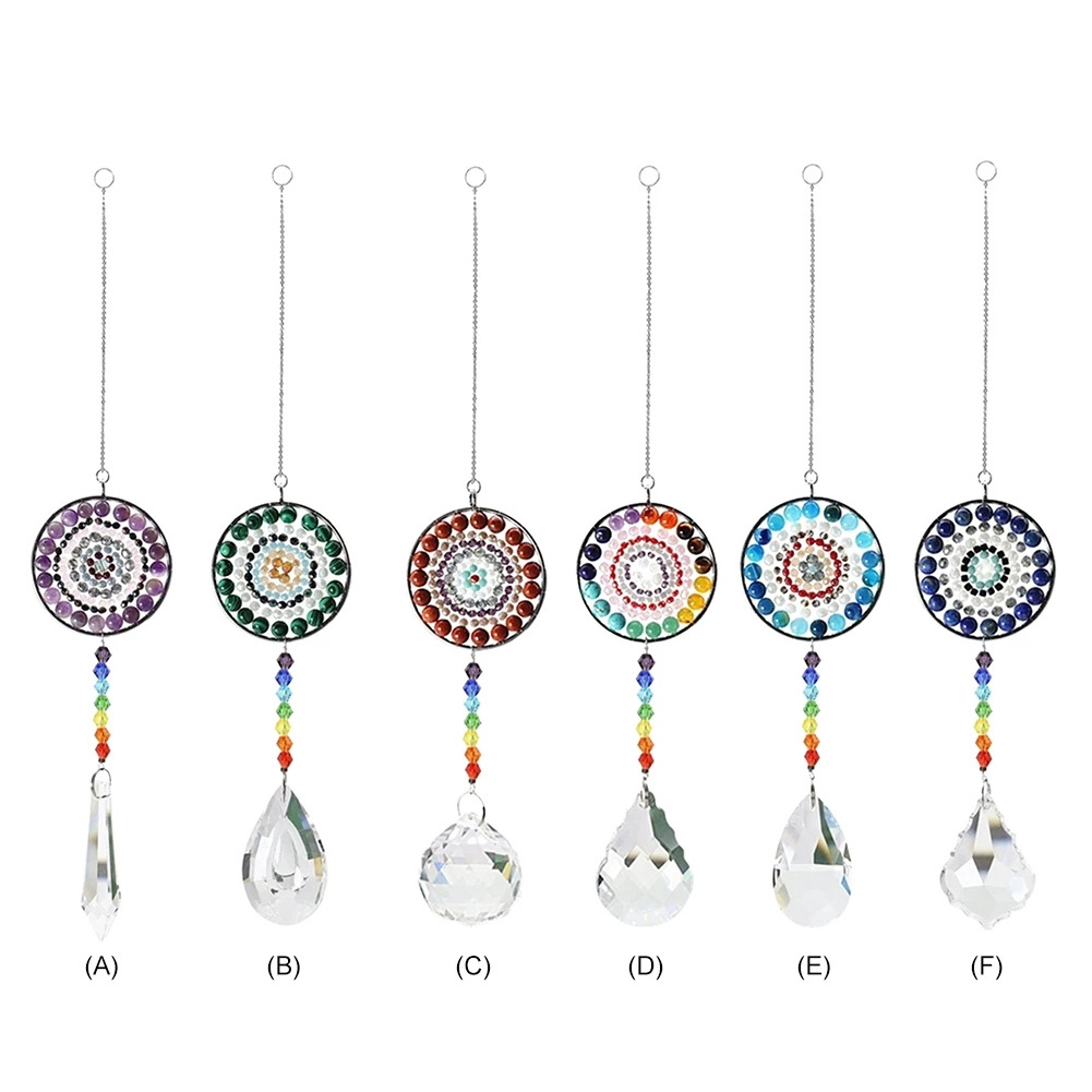 Art Glass Wall Decoration Metal Indoor Crystal Tree Of Life Mandala Dream Catcher Kid Wind Chime Craft Hanging Decor Ornaments