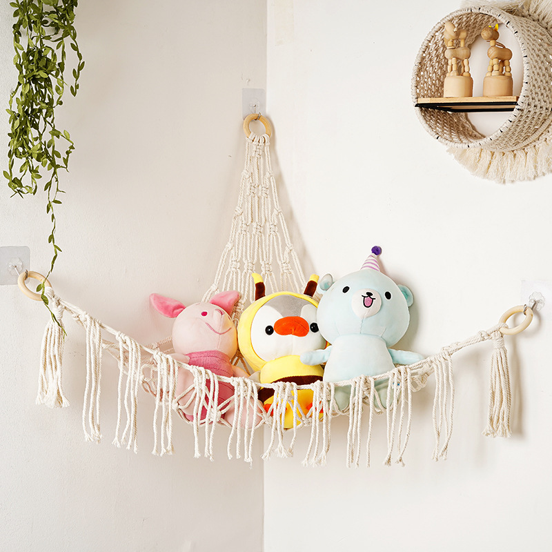 Shelf Wall Decor Hanging For Children Toy Organizer Large Macrame Toy Hammock Hanging Room Decor For Kids Hanging Bedroom Decor