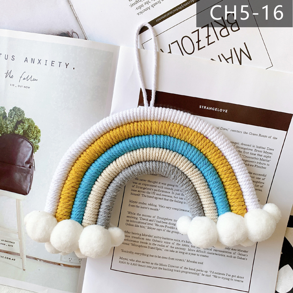 Nursery Boho Girls Baby Accessories Colourful Cloud Macrame Cord Cotton Wall Hanging Art Children Kids Room Home Decor