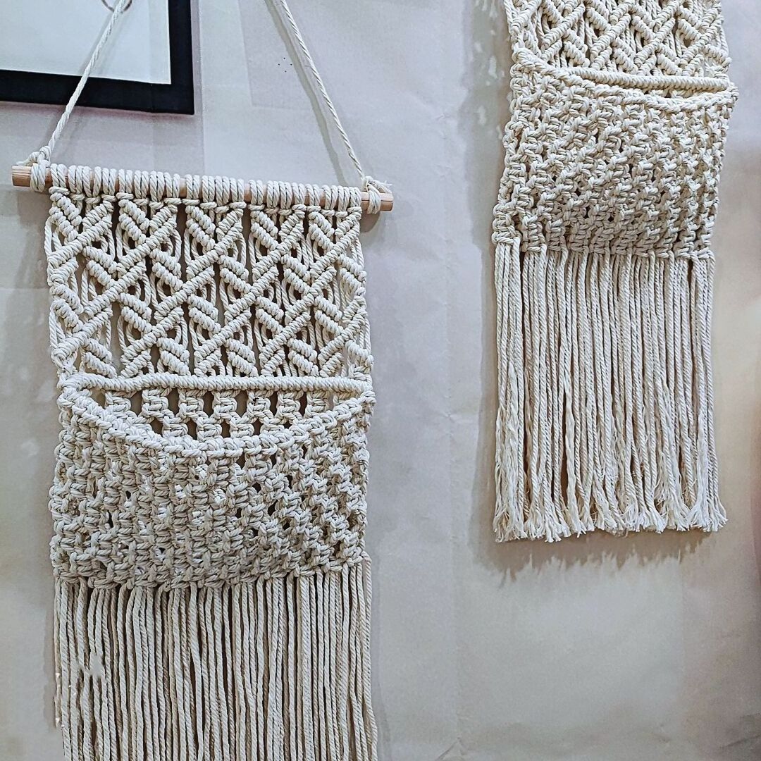 Nordic Handmade White Basket Wall Decorations Living Room Macrame Wall Hanging For Living Room Bedroom