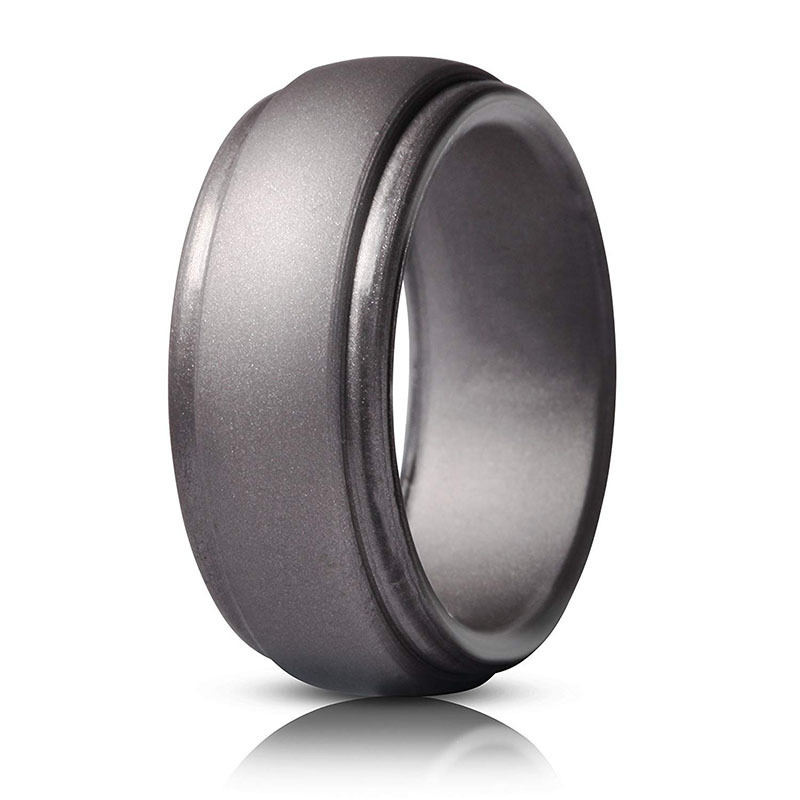 Singles Bands-Step Edge Sleek Design-Metallic, Black and Camouflage Silicone Ring For Men Wedding Sports