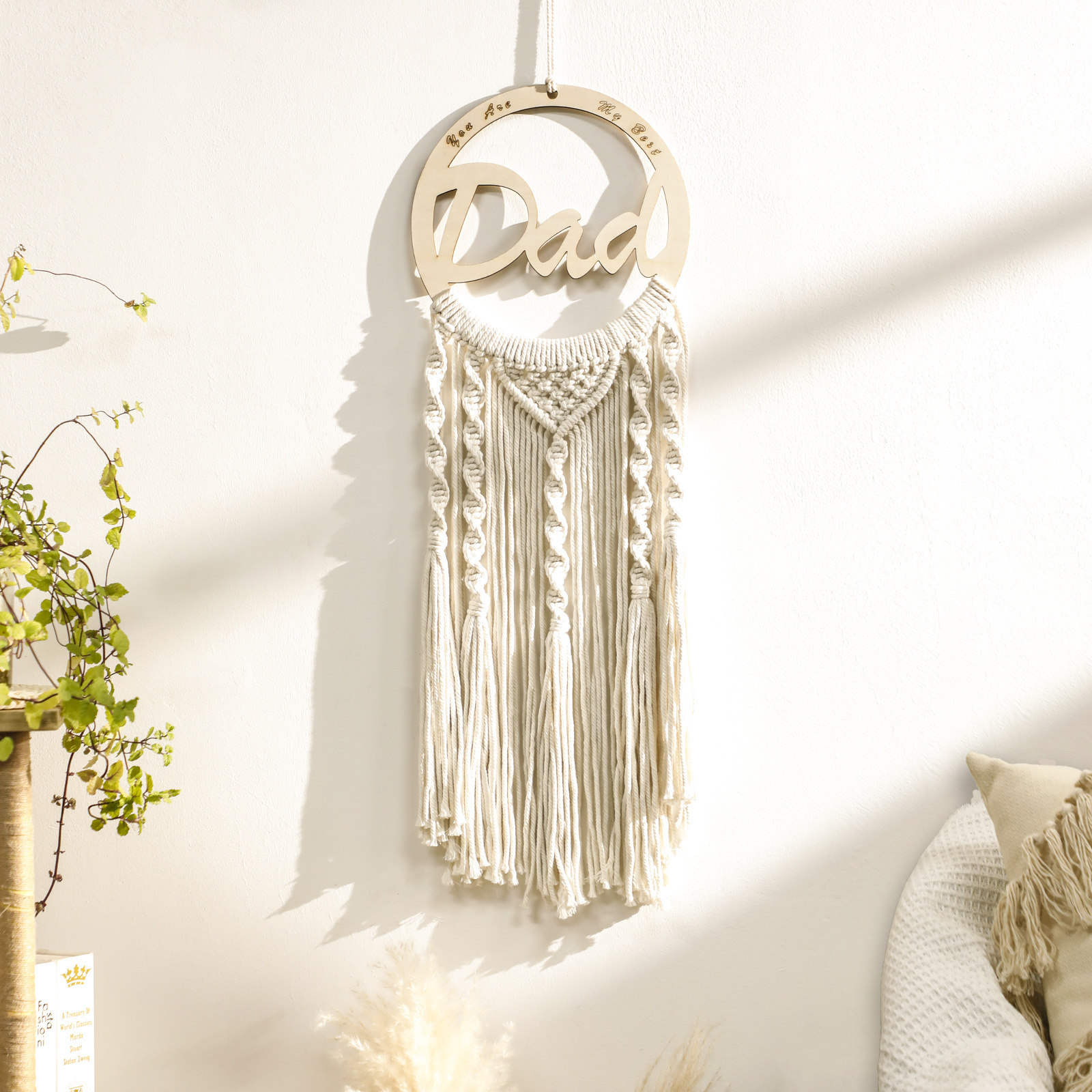 Personalized Dream Catcher Macrame Wall Hanging Nursery Decor Mom Angel Name Sign Dream Catcher Embroidery Ramadan Wedding Decor