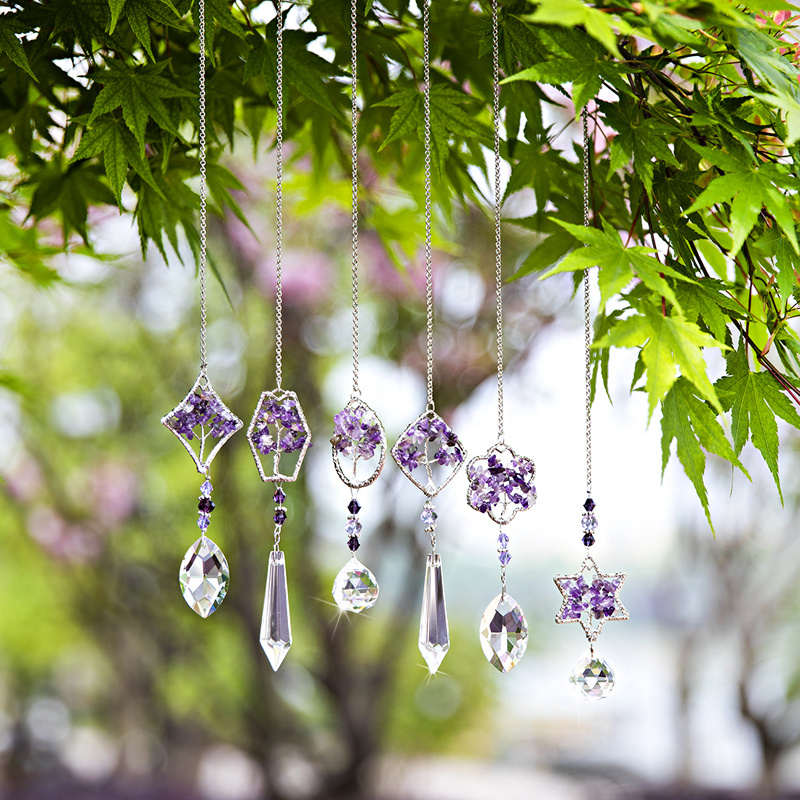 Crystal Tree of Life Sun catcher Healing Hanging Chakra Glass Pendant Decor for Home Window Car Garden