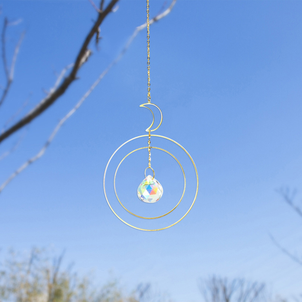 Dream Catcher Home Wall Decor Glass Crystal Star Moon Wind chime Moon Sun catcher