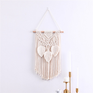 Macrame Woven Wall Hanging Colorful Bohemian Tassel Cotton Macrame Wall Tapestry Decoration Leaves Home Chic Geometric Art Decor