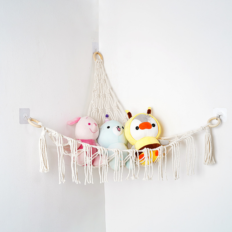 Shelf Wall Decor Hanging For Children Toy Organizer Large Macrame Toy Hammock Hanging Room Decor For Kids Hanging Bedroom Decor