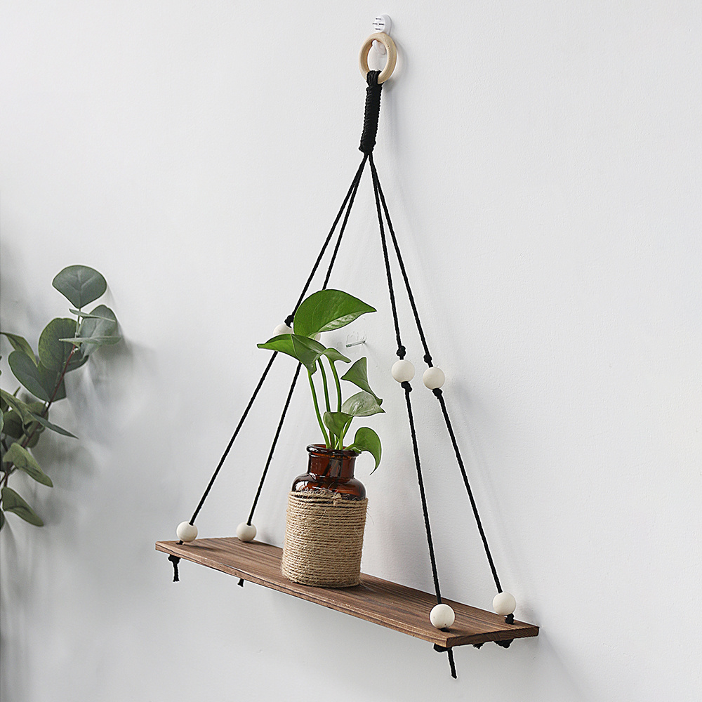 Handmade Wall Pot Tapestry Floating Candle Holder Plants Swing Hanging Macrame Wooden Hanger Shelf Indoor Hogar Home Decor