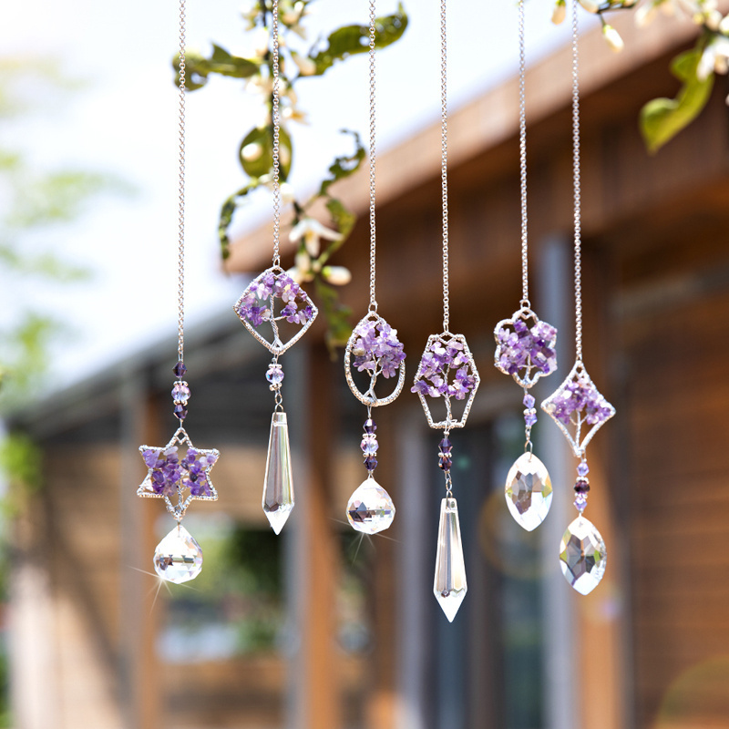 Crystal Tree of Life Sun catcher Healing Hanging Chakra Glass Pendant Decor for Home Window Car Garden