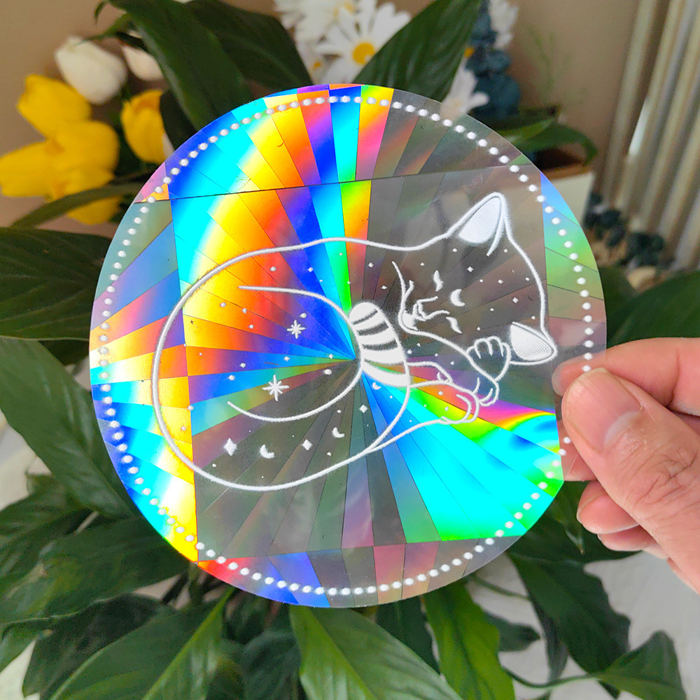 Sun Catcher Sticker For Window Rainbow Prism Maker Cat Suncatcher Sticker Light Catching Decal Sunshine Rainbows Birthday Gift