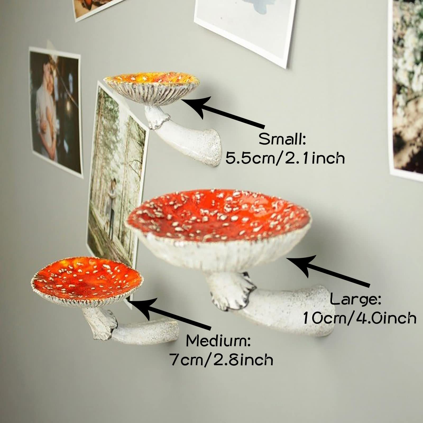 Mushroom Floating Shelf Wall Decor Hanging Crystal Shelf Candle Holders Resin Cute Mushroom Wall Floating Storage Corner Shelves