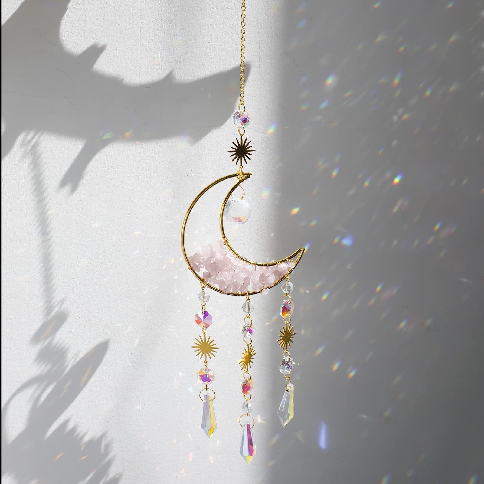 Suncatcher Crystal Moon Sun Catcher Dream Catchers Crystals Rainbow Maker Healing Amethyst Sun Catchers Outdoor Garden Decor