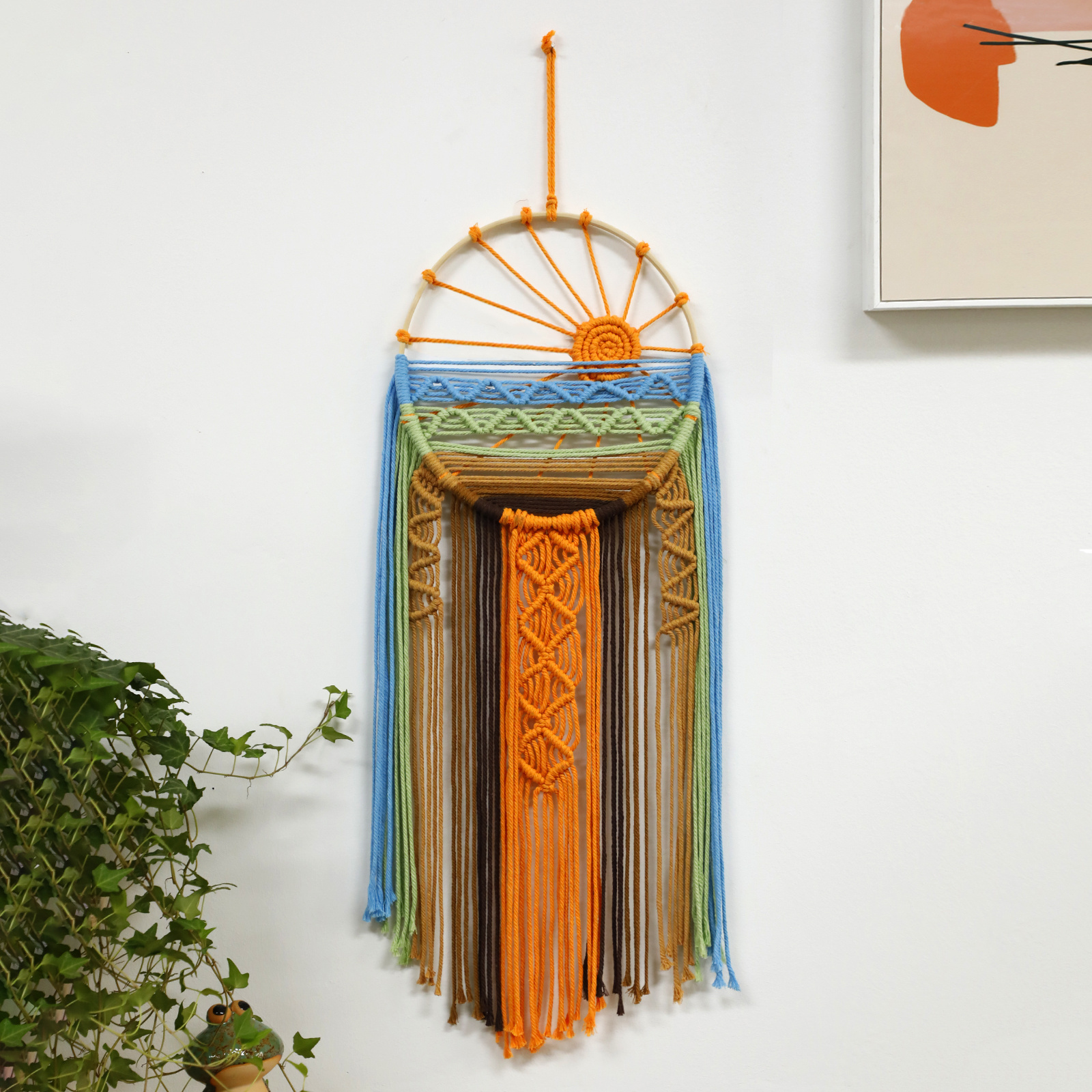 Sunrise Sunset Macrame Dream Catcher Wall Decor Modern Sun On The Sea Wall Art Dreamcatcher For Nursery Wall Hanging Gift