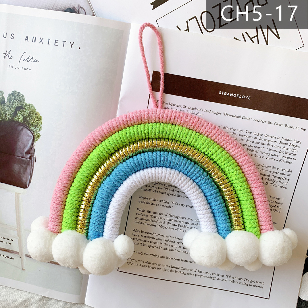 Nursery Boho Girls Baby Accessories Colourful Cloud Macrame Cord Cotton Wall Hanging Art Children Kids Room Home Decor