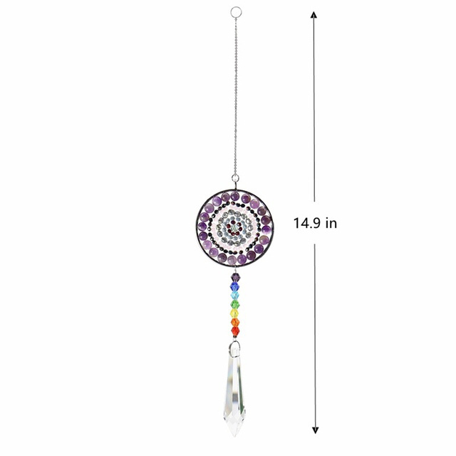 Art Glass Wall Decoration Metal Indoor Crystal Tree Of Life Mandala Dream Catcher Kid Wind Chime Craft Hanging Decor Ornaments