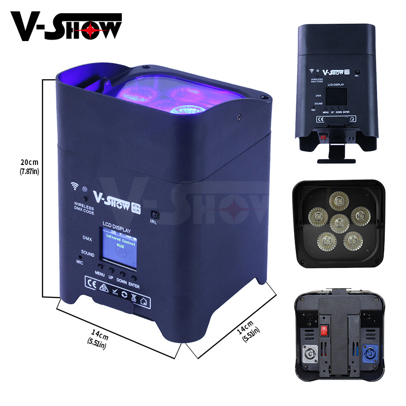 Wedding Uplight 6x18w RGBWA+UV 6 in 1 led par light wireless battery & Remote Control par light