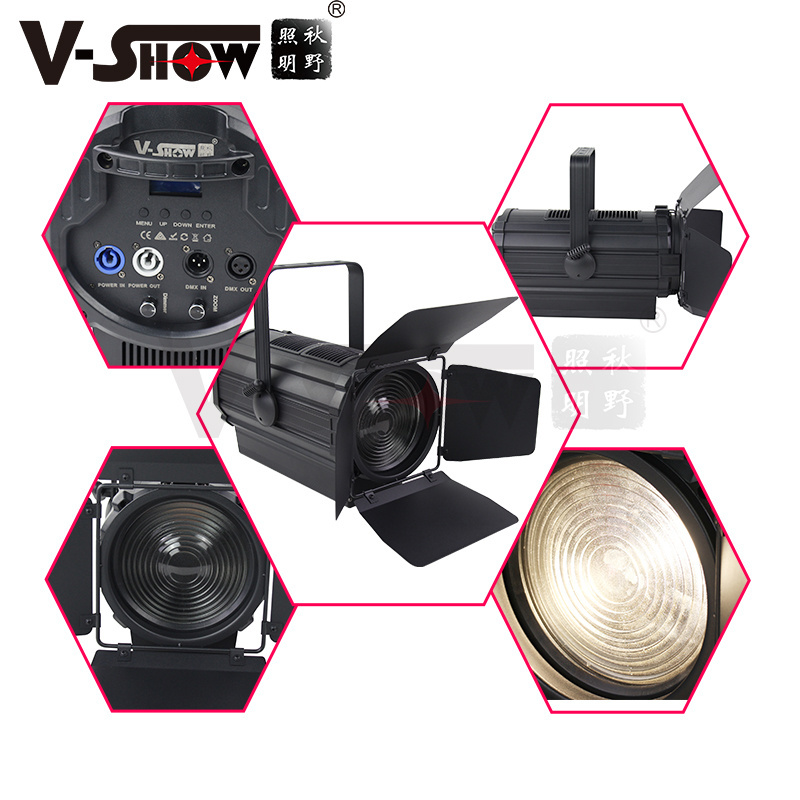 V-Show  300W LED Fresnel Spotlight with electric Zoom DMX Theater Studio Concert Stage Lighting