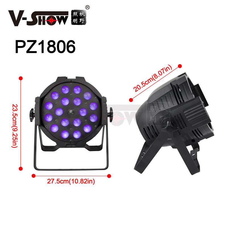 18x18w dmx 6 in 1 rgbwa+uv wash par can with Zoom led par light led stage lighting