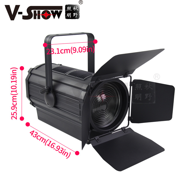 V-Show  300W LED Fresnel Spotlight with electric Zoom DMX Theater Studio Concert Stage Lighting