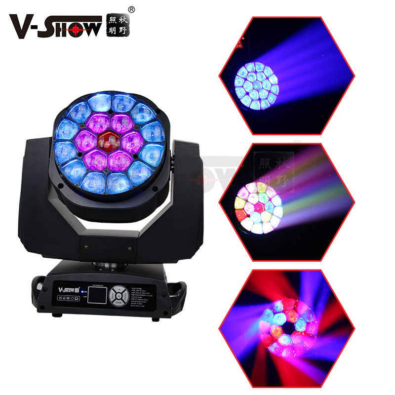 VShow Bee1915  big bee eye 19x15w rgbw led big eye beam wash zoom moving head light for club concert