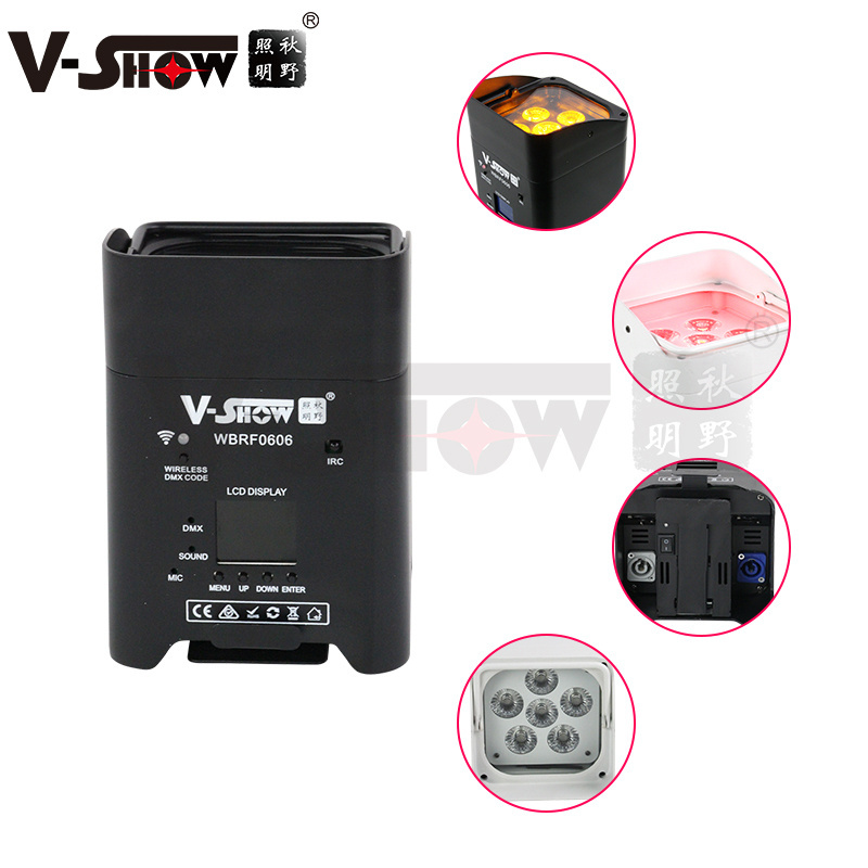 4PCS with carton Customizable  Wireless Light 6*18W RGBW+UV 6in1 Battery/Wireless DMX/Wifi/Remote LED Light for Wedding Club