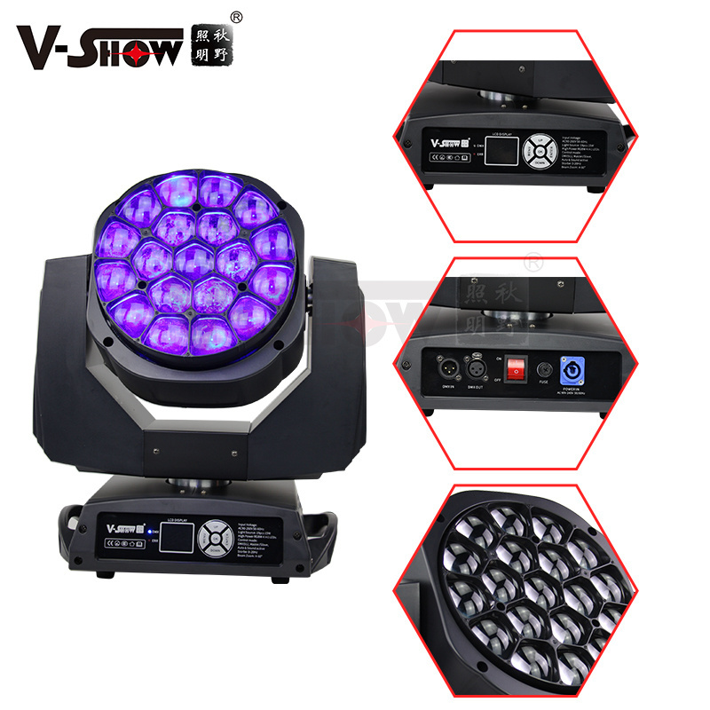 VShow Bee1915  big bee eye 19x15w rgbw led big eye beam wash zoom moving head light for club concert