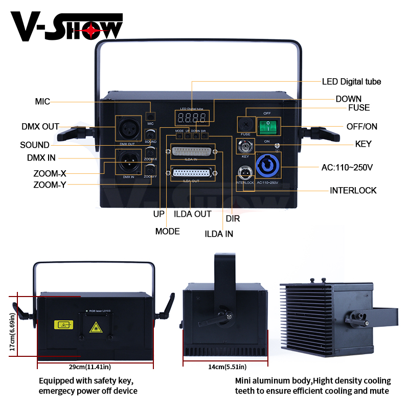 V-Show 1W Laser Mini  Lights  RGB Projector ILDA Animation  Stage Effect Light