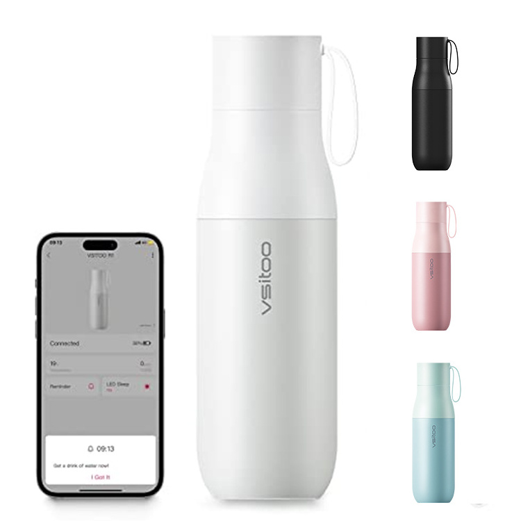 Vsitoo 450ml Custom Logo UV Vacuum Flask Thermos Led App Control Smart Water Bottle Thermo Bottle with Temperature