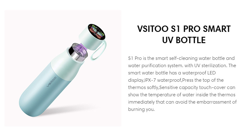 Vsitoo 450ml Custom Logo UV Vacuum Flask Thermos Led App Control Smart Water Bottle Thermo Bottle with Temperature