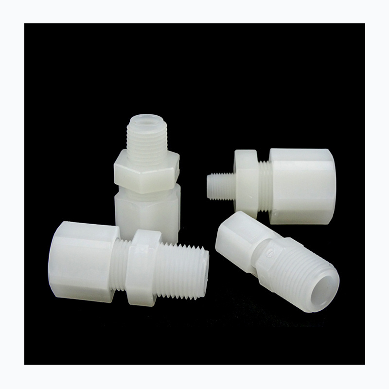 PVDF Tube fitting  Adaptor male straight China  Factory   PVDF double ferrules compression male connectors plastic joint