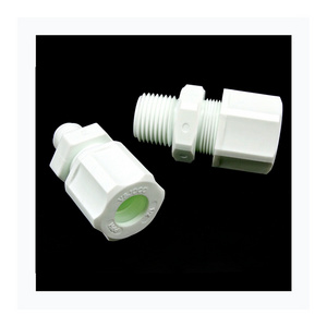 PP tube fitting plastic joint PP double ferrule compression male connectors straight direct pipe joint