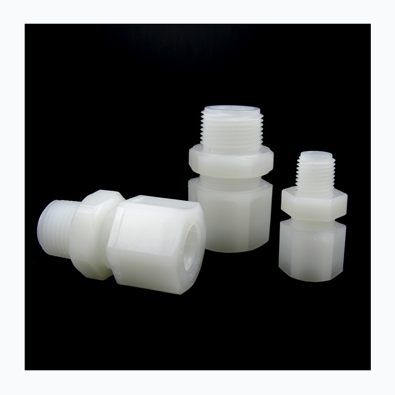 PVDF Tube fitting  Adaptor male straight China  Factory   PVDF double ferrules compression male connectors plastic joint