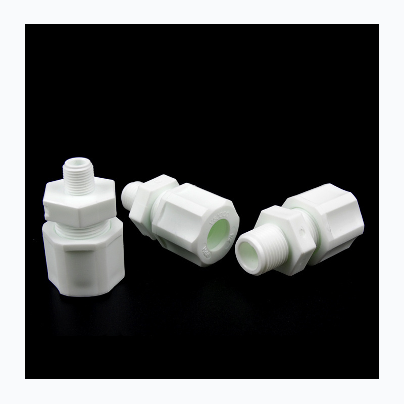 PP tube fitting plastic joint PP double ferrule compression male connectors straight direct pipe joint