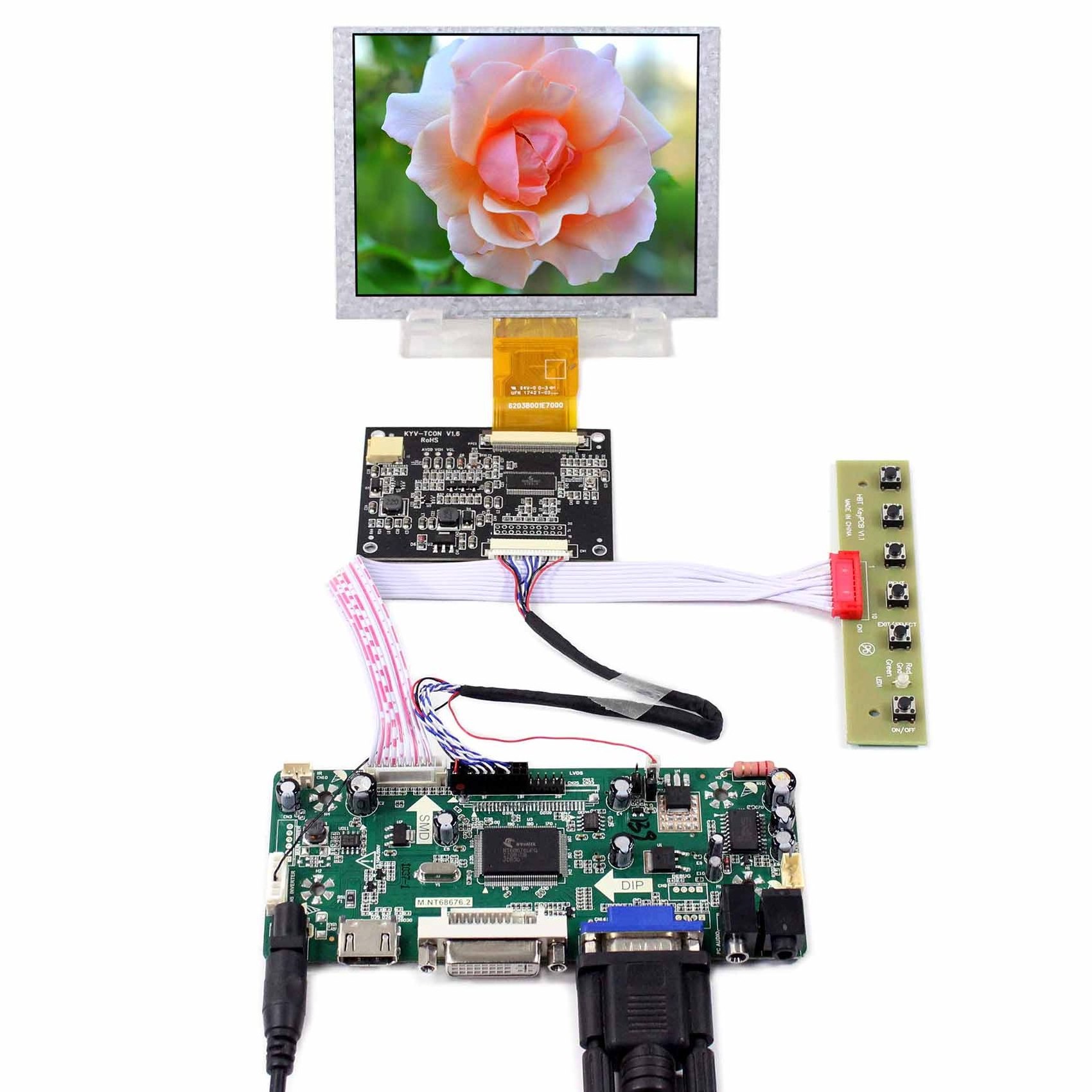 Hd Mi Dvi Vga Audio Tcon Board Indoor Lcd Digital Signage Advertising Display Zj050Na-08C 5Inch 640X480 Micro Lcd Display