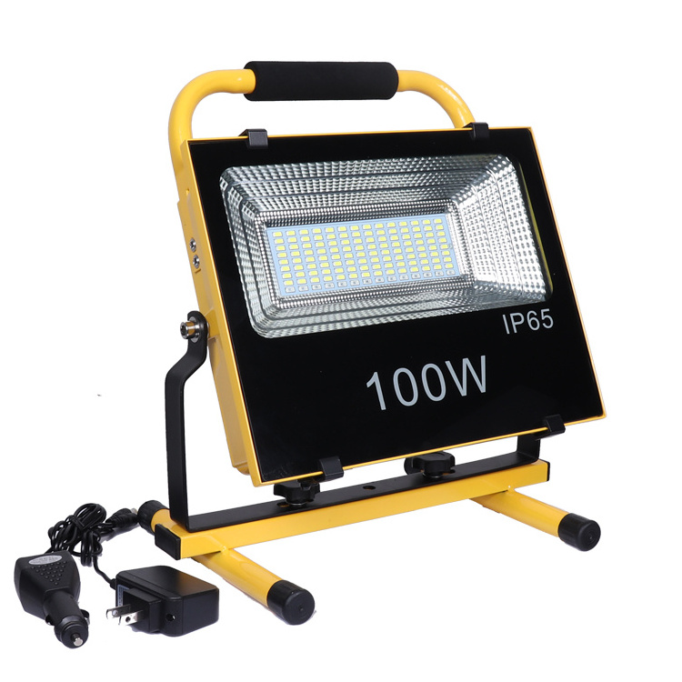 Spotlight 100W LED Outdoor Rechargeable Work Light Camping Emergency Lights Portable Floodlight With Car Charge