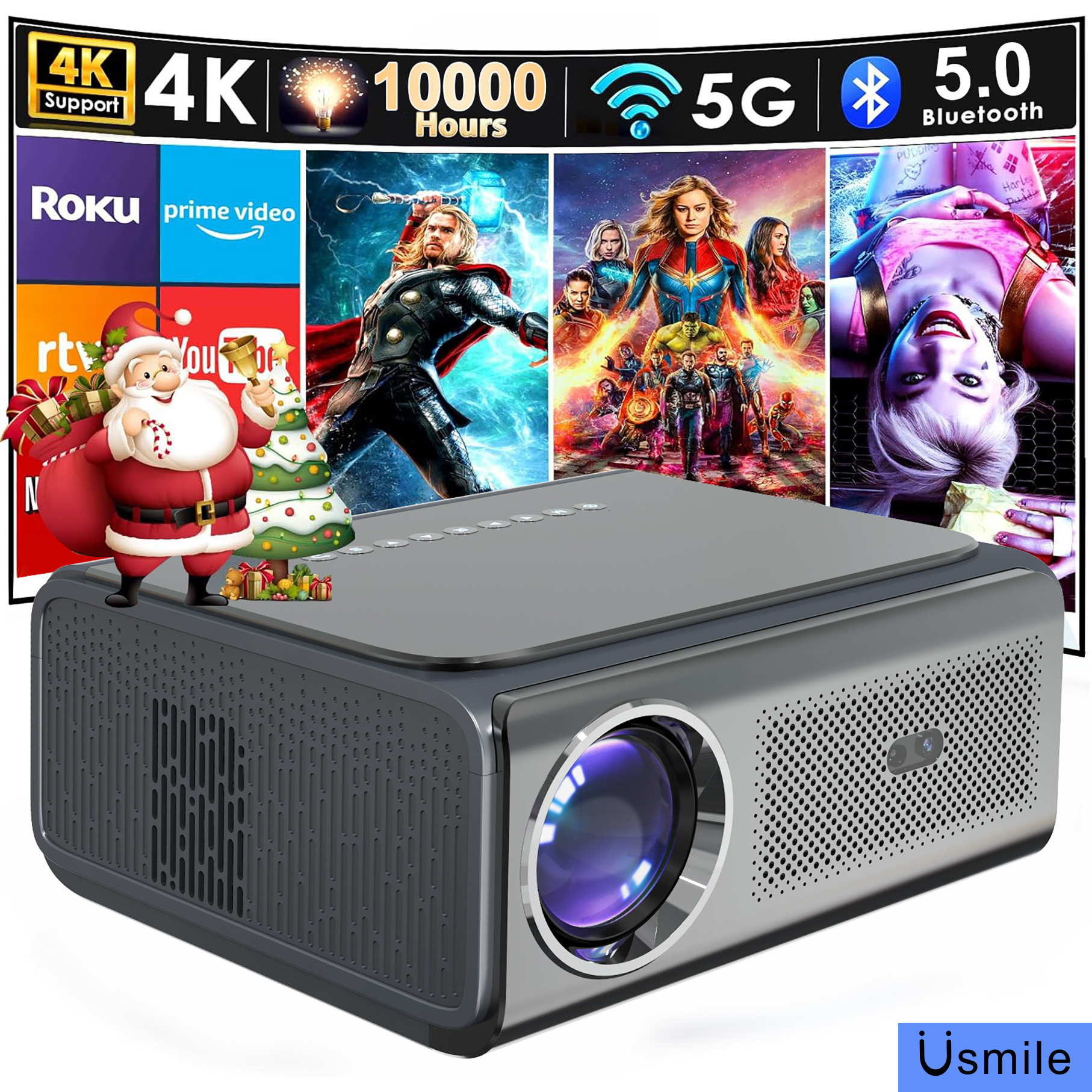 Auto Focus Projector 4K Daylight 600ANSI Native 1080P Portable Home Projector HDMI PS5 Supported By Vsmile