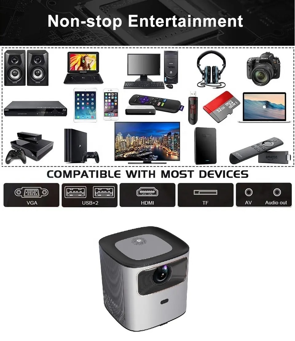 Vsmile V-0026SM Cheap Price Smart Android 4K LCD Projector 3D Wifi Hologram 1080P Movie Video Beamer Mini Proyector Portable